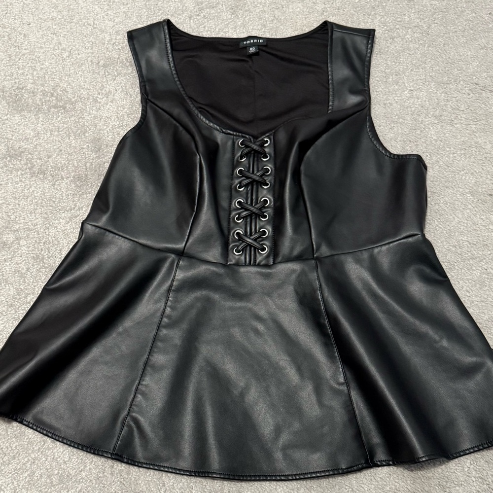 Torrid Black Lace-Up Faux Leather Top